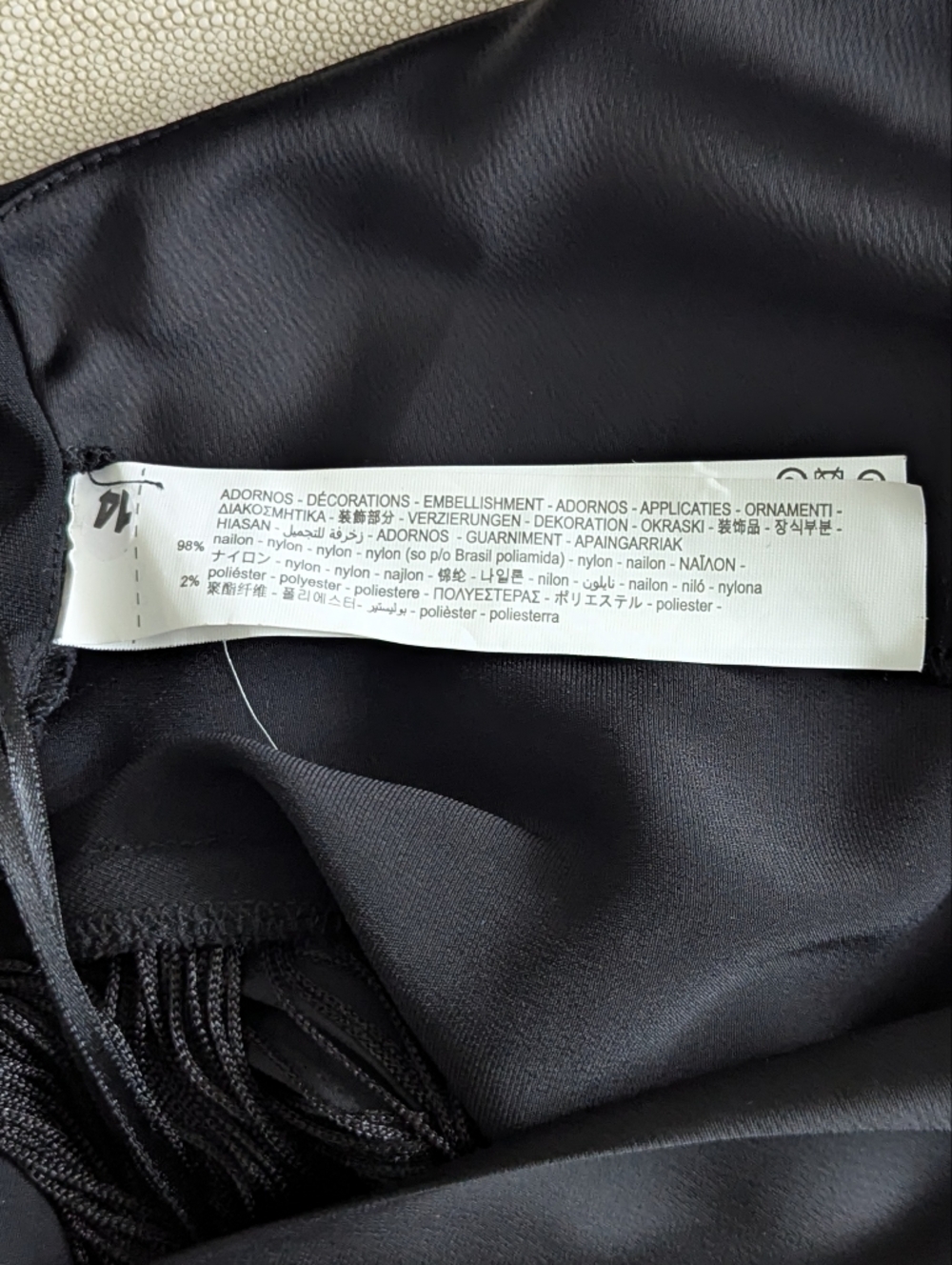 Zara Black Satin-Look Fringe Halter Top Small New - Picture 5 of 8